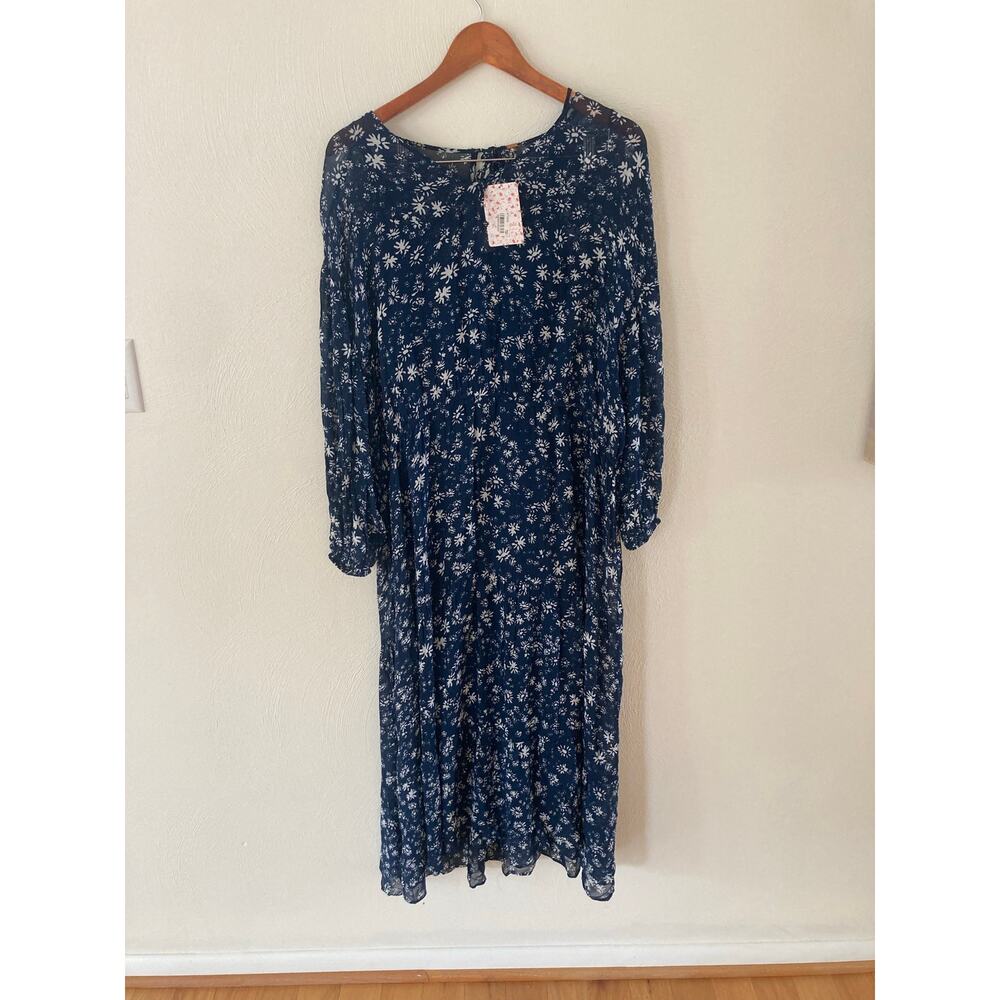 NWT Free People Wallflower Midi Maxi Dress Boho Navy Blue Floral Medium - Picture 8 of 11
